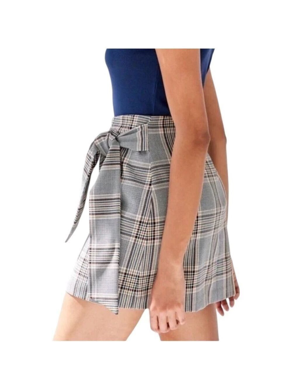 ARITZIA Wilfred Dorine Plaid Faux Wrap Mini Skirt Zippered Back Lined US Sz 2